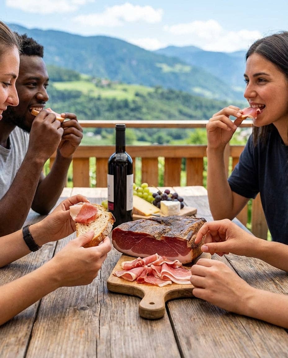 Speck, 6 lbs +/- (4lbs - 6lbs/piece) ,Seasoned and Smoked Italian Ham, Cured in the European Alps Mountains, Alto Adige IGP, Boneless and Ready to Slice, Best sliced paper thin with slicer, (Not Prosciutto), Weight approx. 6 lbs, by Moser Tirolinger brand