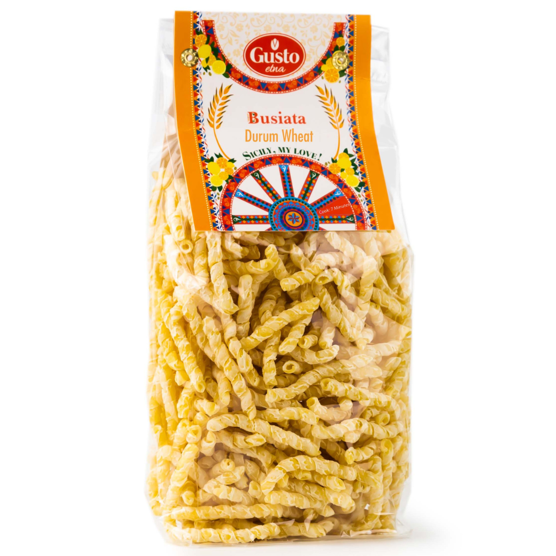 Gusto Etna, Busiata Pasta, Spiral Pasta (500 gr), Artisan Italian Pasta, Busiate Pasta, Product of Italy