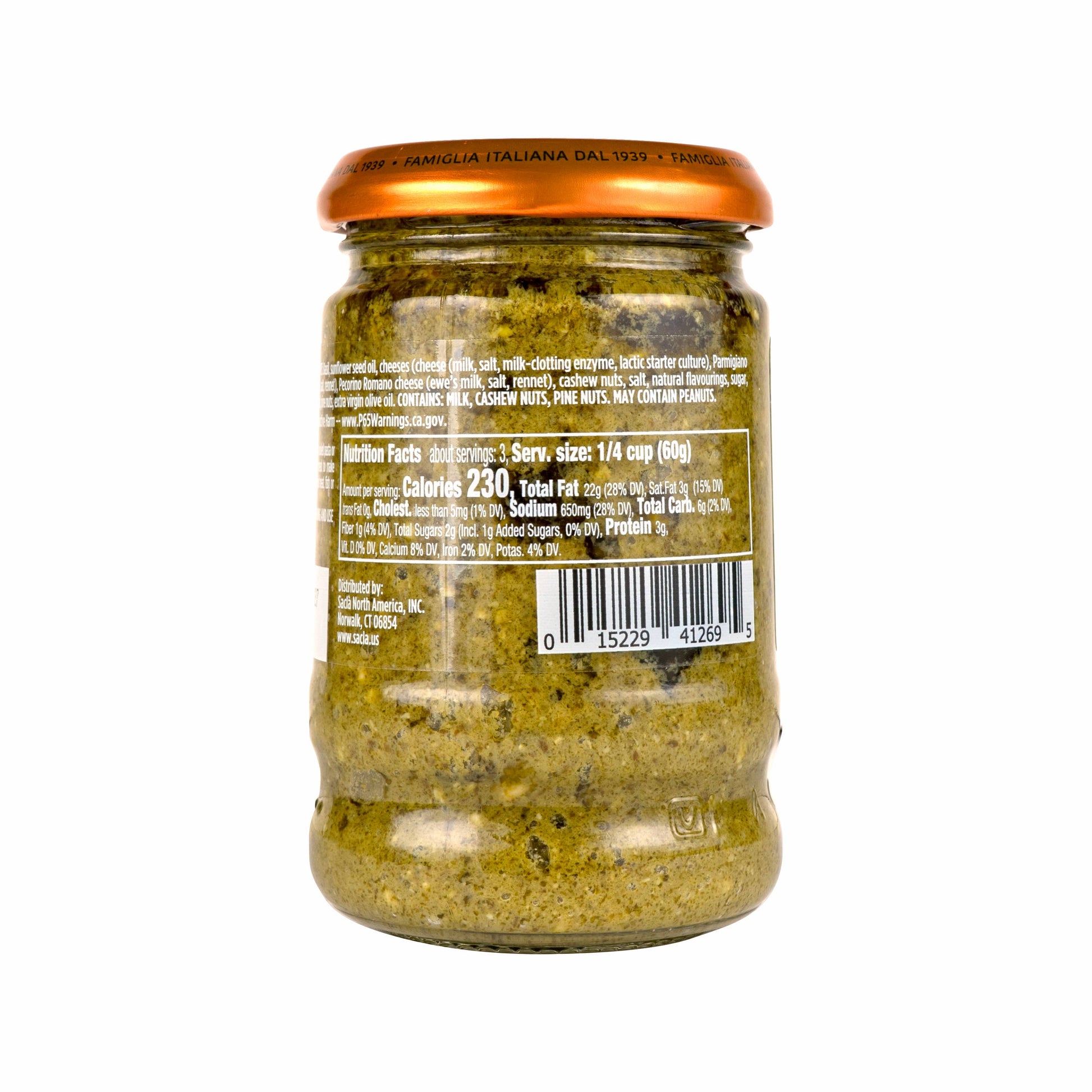 Sacla Italy Genovese Basil Pesto 6x6.7oz Green Pasta Sauce