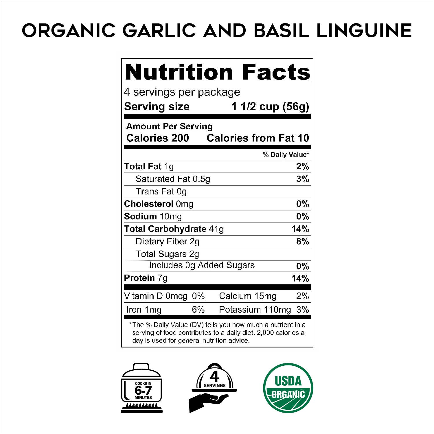 Organic Garlic and Basil Linguine - Flavored Italian Pasta