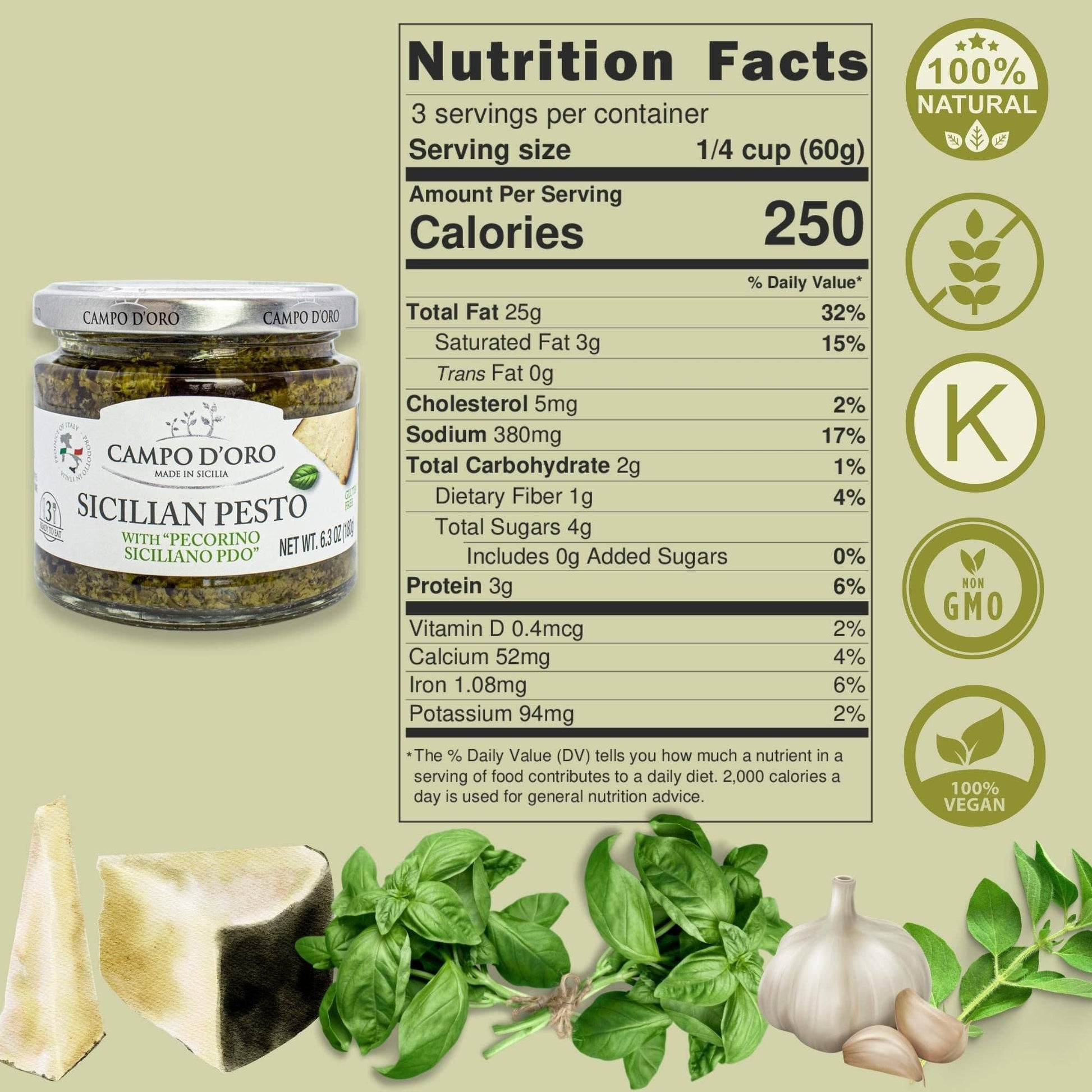 Campo D'Oro, Sicilian Pesto with Pecorino, 6.35 oz