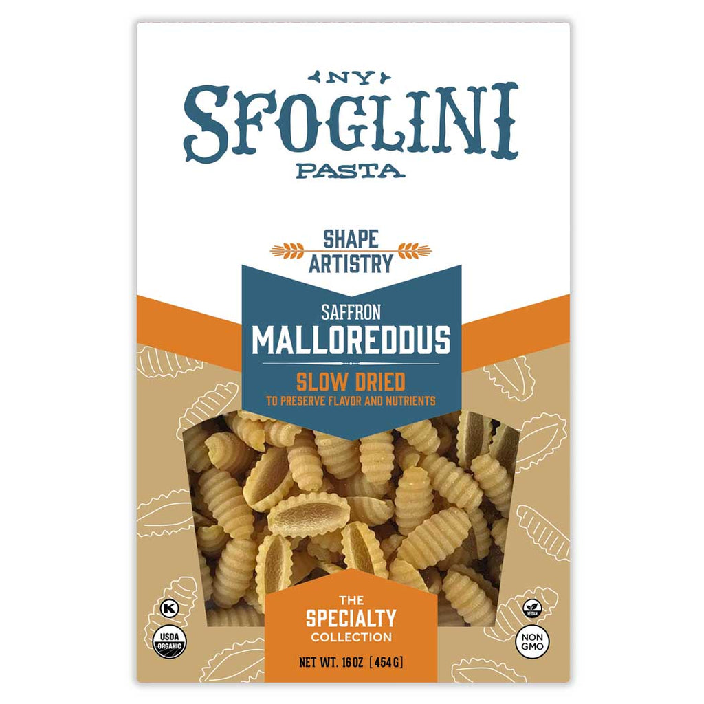 Saffron Malloreddus, Organic Specialty Pasta