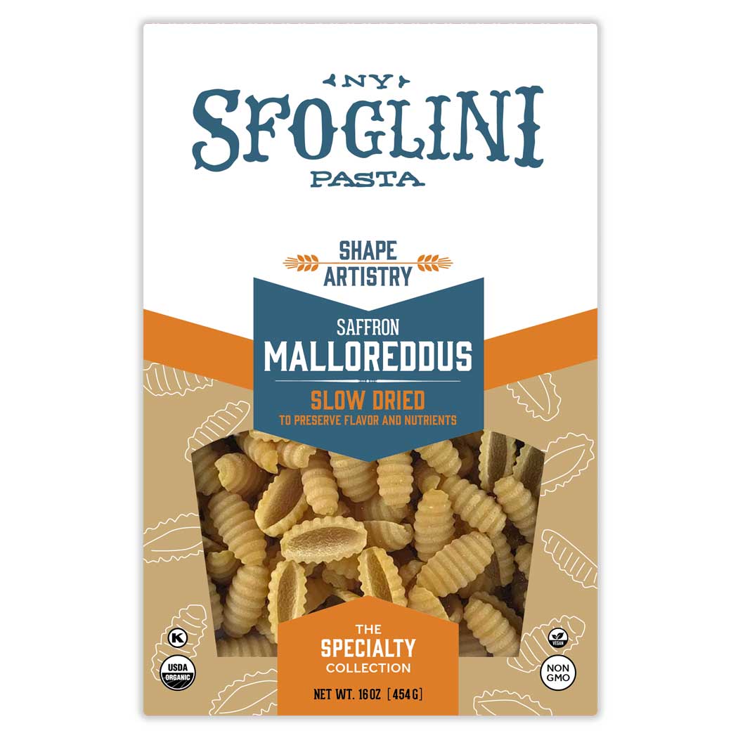 Saffron Malloreddus, Organic Specialty Pasta