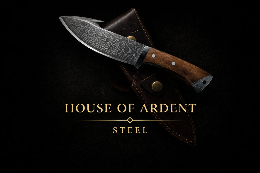 Damascus Guthook Skinning Knife
