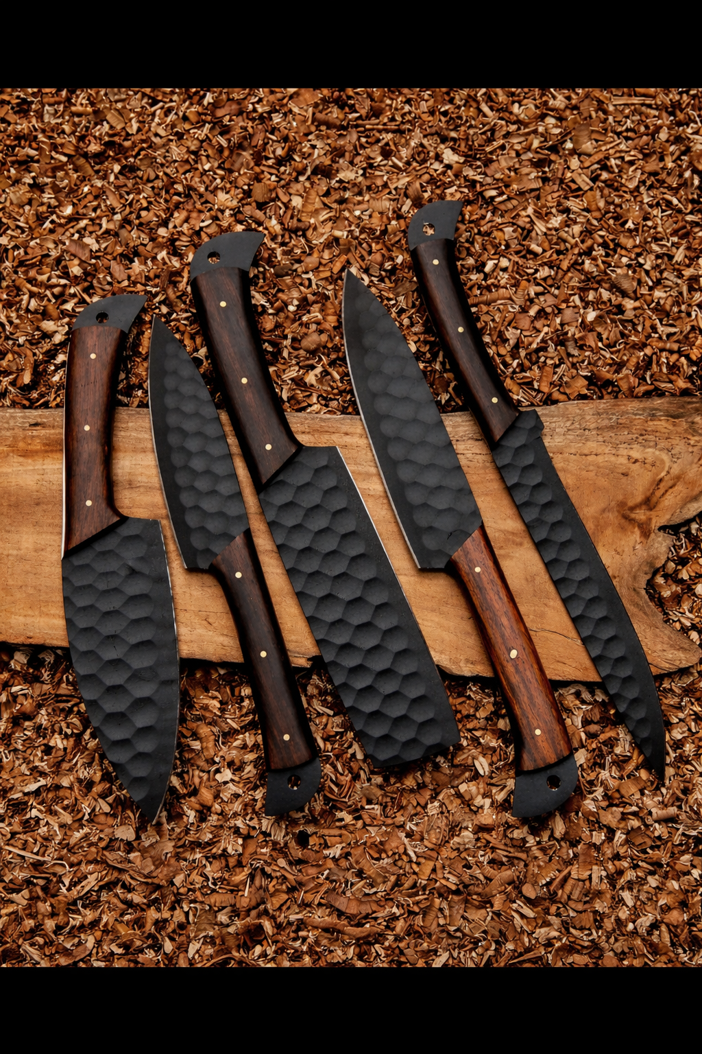 5 piece Chef Set Carbon Steel Hand Forged
