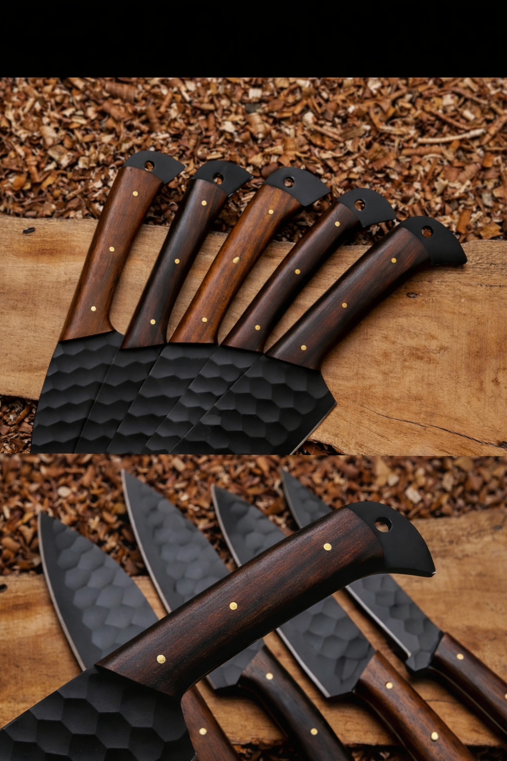 5 piece Chef Set Carbon Steel Hand Forged