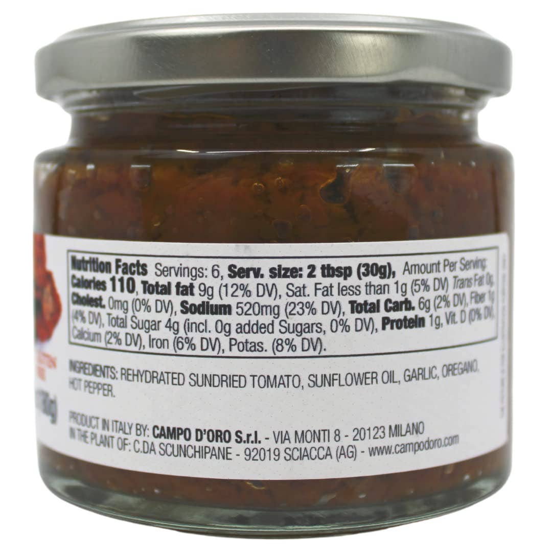 Campo D'Oro, Sundried Tomato Paté, Cream of dried Tomatoes in extra virgin olive oil 6.35 oz.