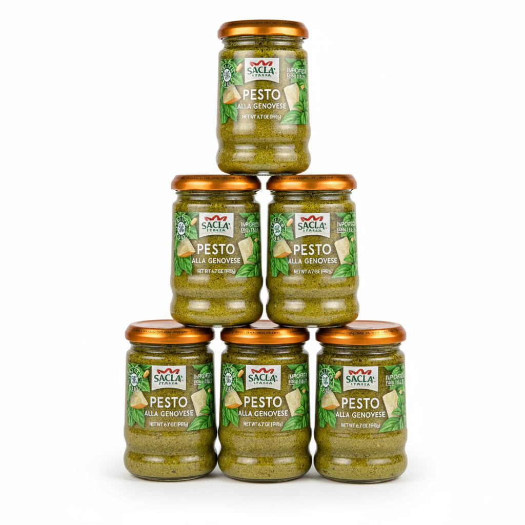 Sacla Italy Genovese Basil Pesto 6x6.7oz Green Pasta Sauce