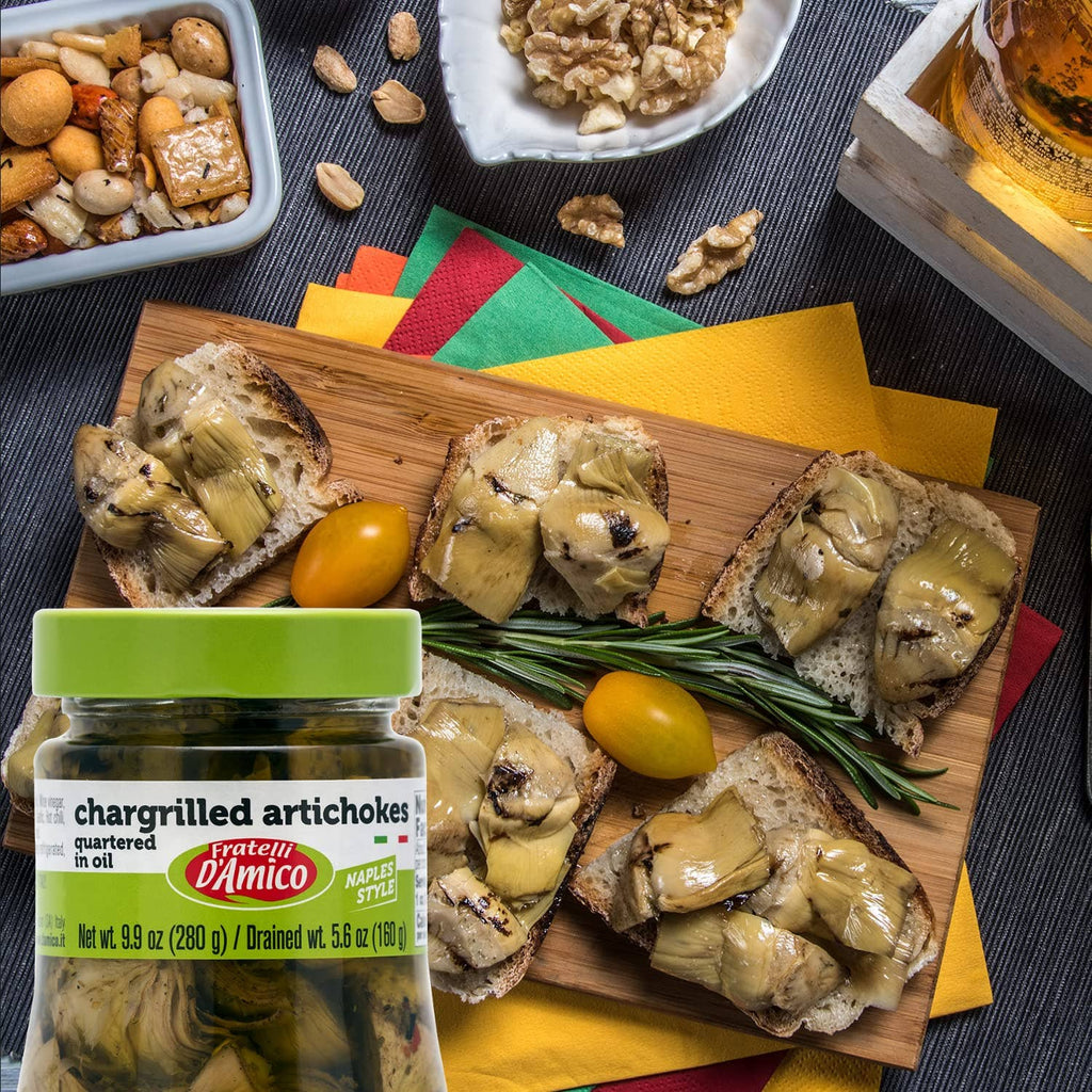 Fratelli D'Amico, Chargrilled Artichokes Quartered in Oil, 9.9oz (280g)